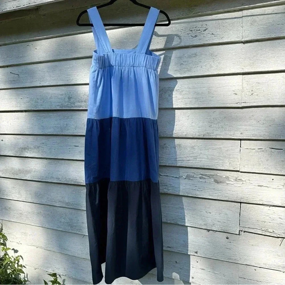 Zara maxi dress - light blue-navy color block bohemian hippie summer fall spring - Picture 3 of 11